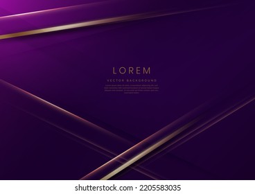 Abstract elegant gold lines diagonal on purple background. Luxury style with copy space for text. Vector illustration