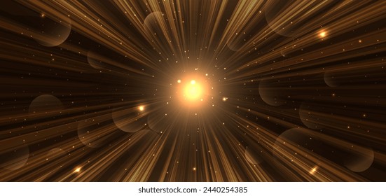 Abstract elegant gold shine on dark brown background with lighting effect sparkle. Luxury template award design. Vector illustration
