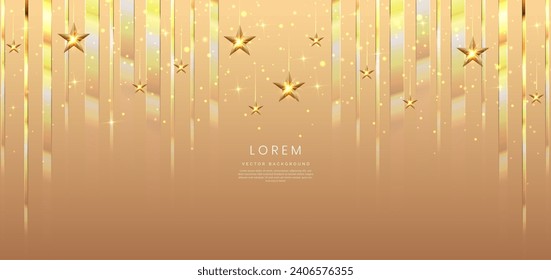 Resumen elegante fondo dorado con efecto geométrico dorado y partícula y brillo. El concepto de feliz fiesta de la celebración. Ilustración del vector