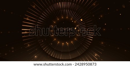 Abstract elegant golden circles lines on dark brown with dot lighting effect. Luxury template award design. Vector illutration 