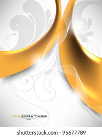 abstract elegant golden elements with foliage illustration. eps10 vector format