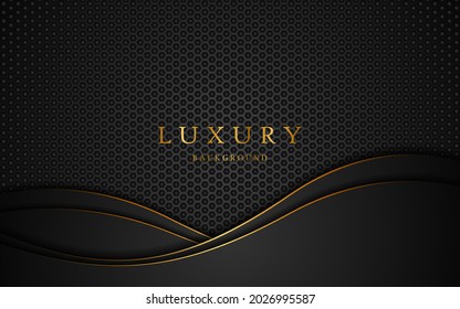 Abstract elegant golden lines on black background with free space for design.
