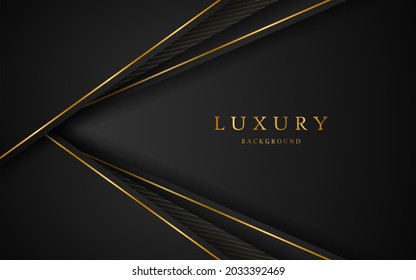 Abstract elegant golden lines on black background with free space for design.
