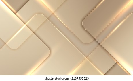 Abstract elegant golden transparent squares pattern overlapping layer with lighting effect background modern luxury style. Vector illustration
