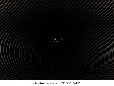 Resumen de líneas elegantes de olas doradas en estilo lujoso de fondo negro. Ilustración gráfica del vector