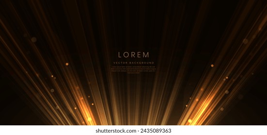 Abstract elegant golden wave on black background with lighting effect and sparkle with copy space for text. Luxury design style. Vector illustration