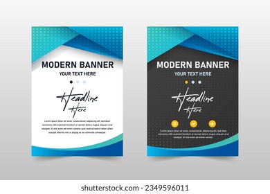 Abstract Elegant Gradient Diagonal Banner Template With Black and Blue Shapes, can be used for business designs, presentation designs or any suitable designs.