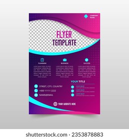 Resumen La plantilla de viajero azul rosa gradiente elegante con curvas, se puede usar para diseños de negocios, presentaciones o cualquier diseño adecuado.