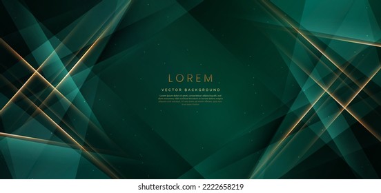 Abstract elegant green background with golden line and lighting effect sparkle. Luxury template design. Vector illustration