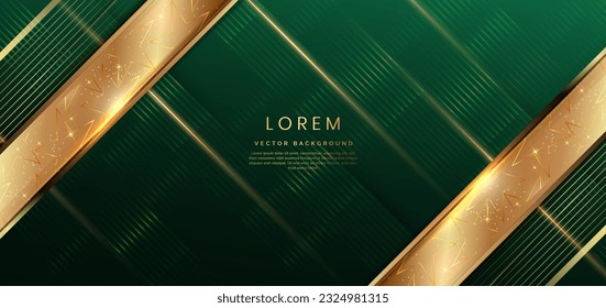 Abstrakter, eleganter grüner Hintergrund mit goldener Linie und Lichteffekt. Luxus-Template-Design. Vektorgrafik