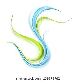 Abstract elegant green blue wavy pattern. Vector background