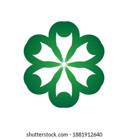 Abstract elegant green flower logo icon vector design. Universal creative premium symbol. Isolated on white.