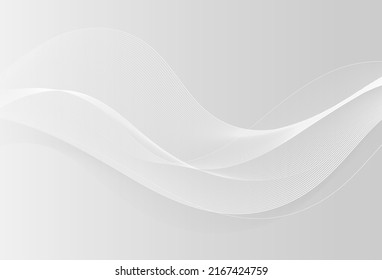 Abstract elegant grey background with wave lines. Smooth wave lines. Modern futuristic gradient flow lines. Moving lines design element. Suit for website, poster, brochure, banner, template, flyer