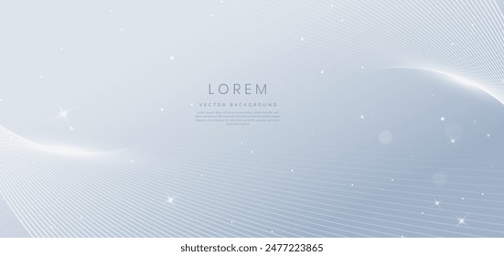 Abstract elegant grey background with white dynamic wave lines. Vector illustration