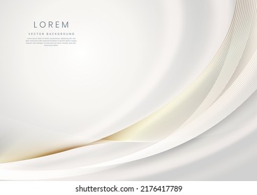 Abstract elegant grey curved shape line overlap on light grey clean background with lighting and spakle. Luxury template design. Vector illustration