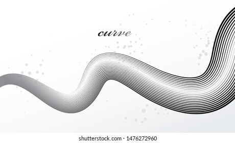 Abstract elegant grey curvy thin lines vector abstract background, elegant light stripy design element, template for banner or poster and other ads.