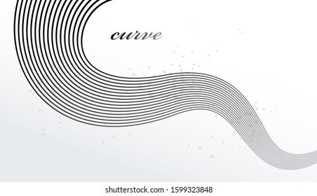 Abstract elegant grey curvy thin lines vector abstract background, elegant light stripy design element, template for banner or poster and other ads.