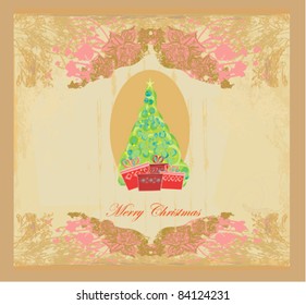Abstract elegant grunge christmas tree card