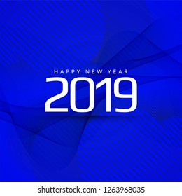 Abstract elegant Happy new year 2019 blue background