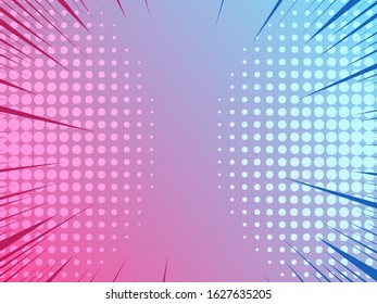 Abstract elegant horizontal background with comic rays and halftone effects. Vector illustration