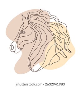 Abstract elegant horse head, line art. Hand drawn sketch illustration.