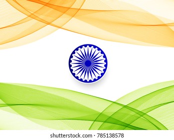 Abstract elegant Indian Flag theme wavy background