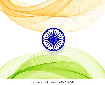 Abstract elegant Indian Flag theme wavy design background