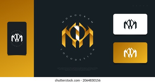 Resumen y elegante Letra inicial M y O Logotipo en gradiente blanco y dorado. Logotipo de monograma MO o OM, icono o símbolo