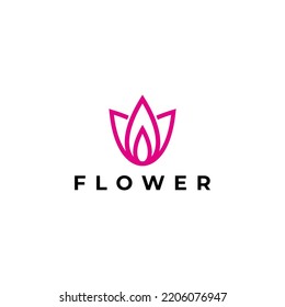 Resumen del diseño vectorial del logotipo de la flor de hoja elegante. Símbolo universal creativo premium. Graceful jewel boutique vector sign.