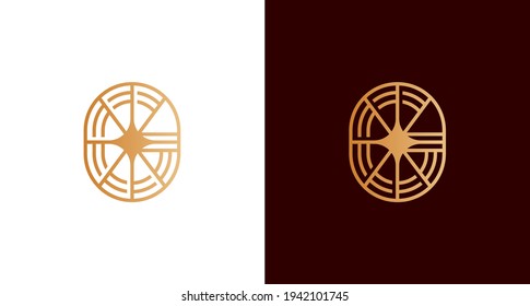 Abstract elegant letter G star logo ion circular emblem shape, the luxury initial G logo, star lines, monogram, jewelry, badge vector template