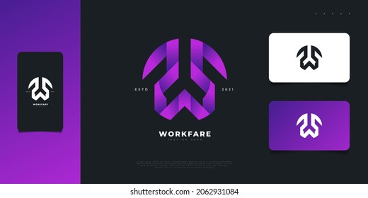 Resumen y diseño elegante del logotipo de letra W en gradiente morado. W Monograma