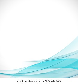 abstract elegant light blue curve on corner isolate on white background, vector illustration