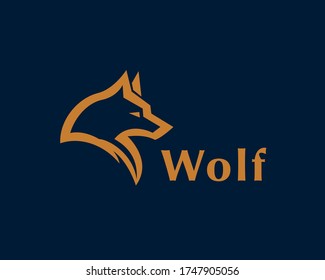 abstract elegant line art head wolf logo design inspiration