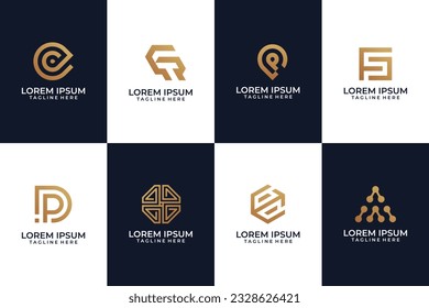 Abstract elegant logo design with golden gradient