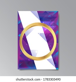 Abstrakter, eleganter Hintergrund, goldener Ring, Kreis, goldener Schmuck, auf geometrischem Mosaikmuster. Modische Brillenglanz, 3D-Effekt, Schicht, Einladung, Banner, Cover-Design-Vorlage