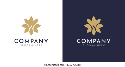 Abstract Elegant Luxury Flower Logo With W Letter Vector. Beauty Jewelry Premium Floral Logo Design. Modern Unique Minimalist Flower W Icon Vector.