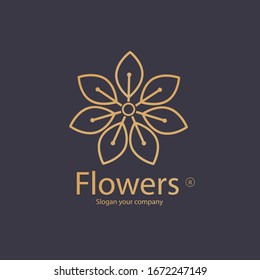 Abstract elegant luxury leaf flower logo icon vector design. Universal creative premium symbol. Graceful jewel boutique vector sign.
