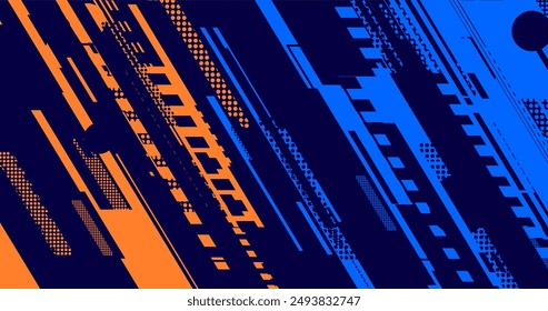 abstracto elegante moderno fondo naranja y azul con líneas y semitono