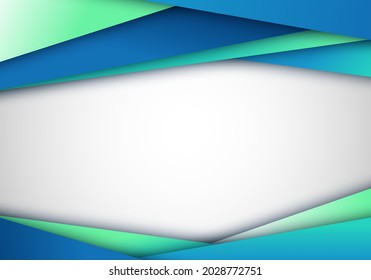 Abstract elegant modern template diagonal stripes on white background blue green gradient color paper cut style. Vector illustration