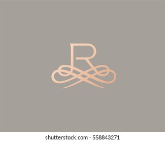 Abstract Elegant Monogram Lace Vector Logotype. Luxury Letter R Signature Symbol Icon Logo.