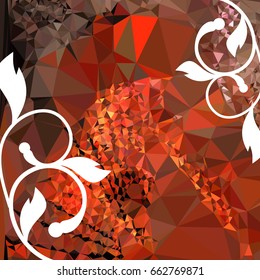 Abstract elegant mosaic backdrop with floral silhouettes. Geometric low polygonal background. Design element for book covers, greeting cards, title backgrounds. Vector clip art.