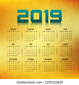 Abstract elegant New Year 2019 calender background