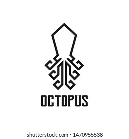 Abstract Elegant Octopus Logo design vector template Linear style. Fashion, Jewelry, Seafood restaurant Logotype vintage concept outline icon