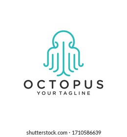 Abstract Elegant Octopus Logo design vector template Linear style