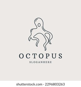 Abstract Elegant Octopus Logo design vector template Linear style. Fashion, Jewelry, Seafood restaurant Logotype