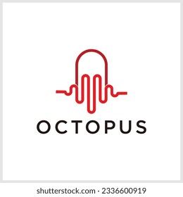 Abstract Elegant Octopus Logo design vector template Linear style. Fashion, Jewelry, Seafood restaurant Logotype vintage concept outline icon