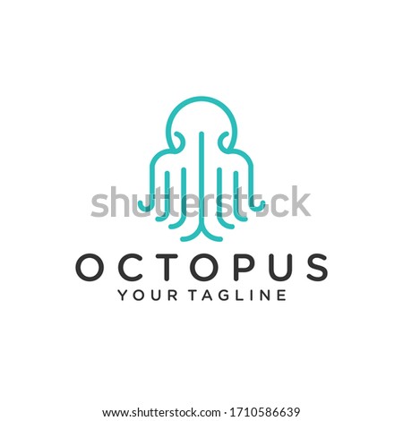Abstract Elegant Octopus Logo design vector template Linear style