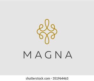 Abstract elegant ornament logotype icon vector design. Universal premium symbol. Graceful floral vector sign.