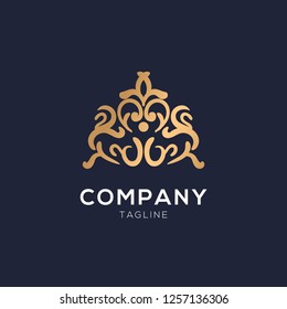 Abstract elegant ornamental logo icon vector design. Universal creative premium symbol. emblems for luxury products, hotels, boutiques, jewelry, oriental cosmetics, restaurants, shops and stores