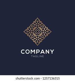 Abstract elegant ornamental logo icon vector design. Universal creative premium symbol. emblems for luxury products, hotels, boutiques, jewelry, oriental cosmetics, restaurants, shops and stores